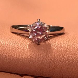 Sterling silver and CZ 1 carat solitaire - size 6